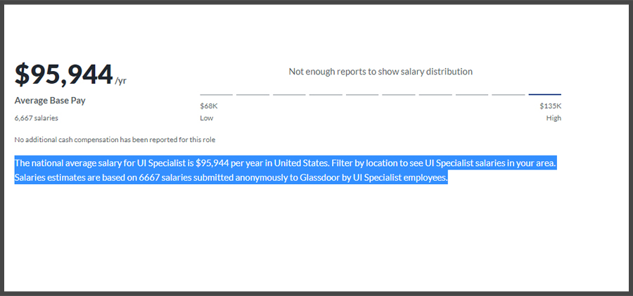 مثال UI Specialist Salary