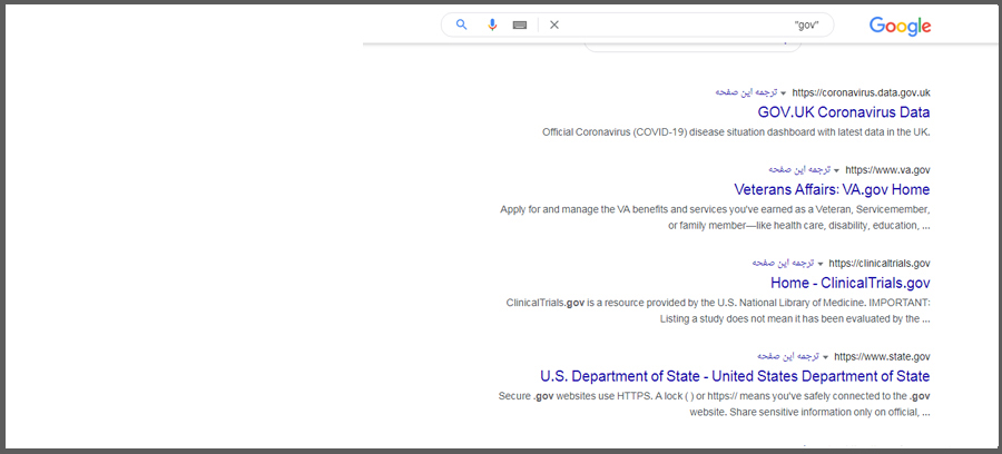 گوگل در پیدا کردن سایت های gov به شما کمک میکند!