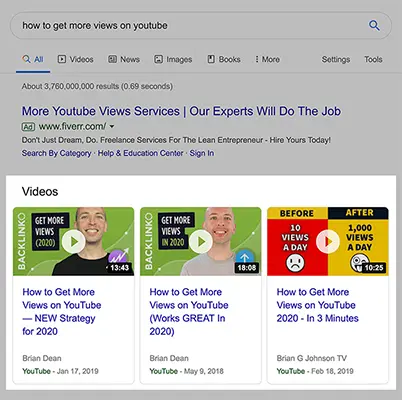 Video Results در نتایج گوگل